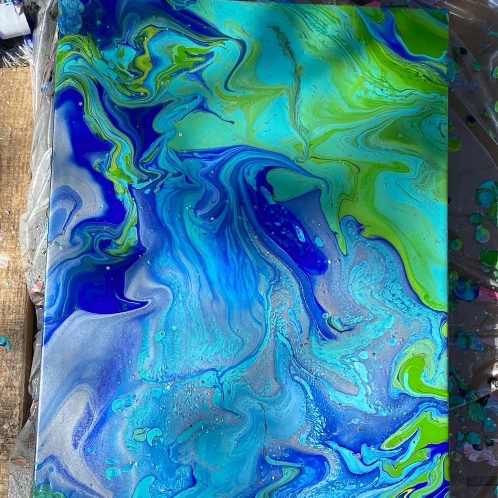 Original 10 x 14 acrylic pour painting
